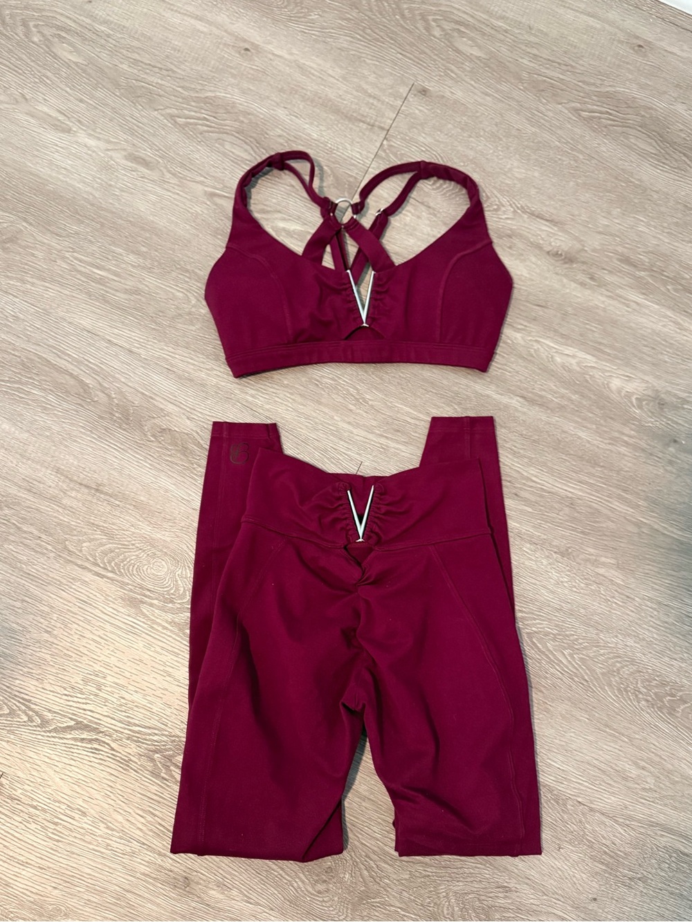 Bombshell Sportswear Burgundy Victory Leggings & Bra Set